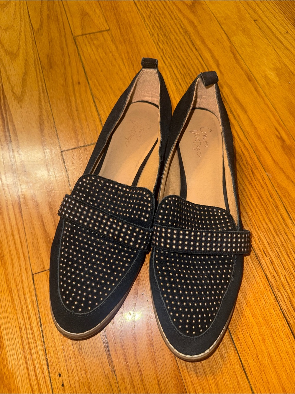 Crown Vintage Lorina Black Studded Loafers